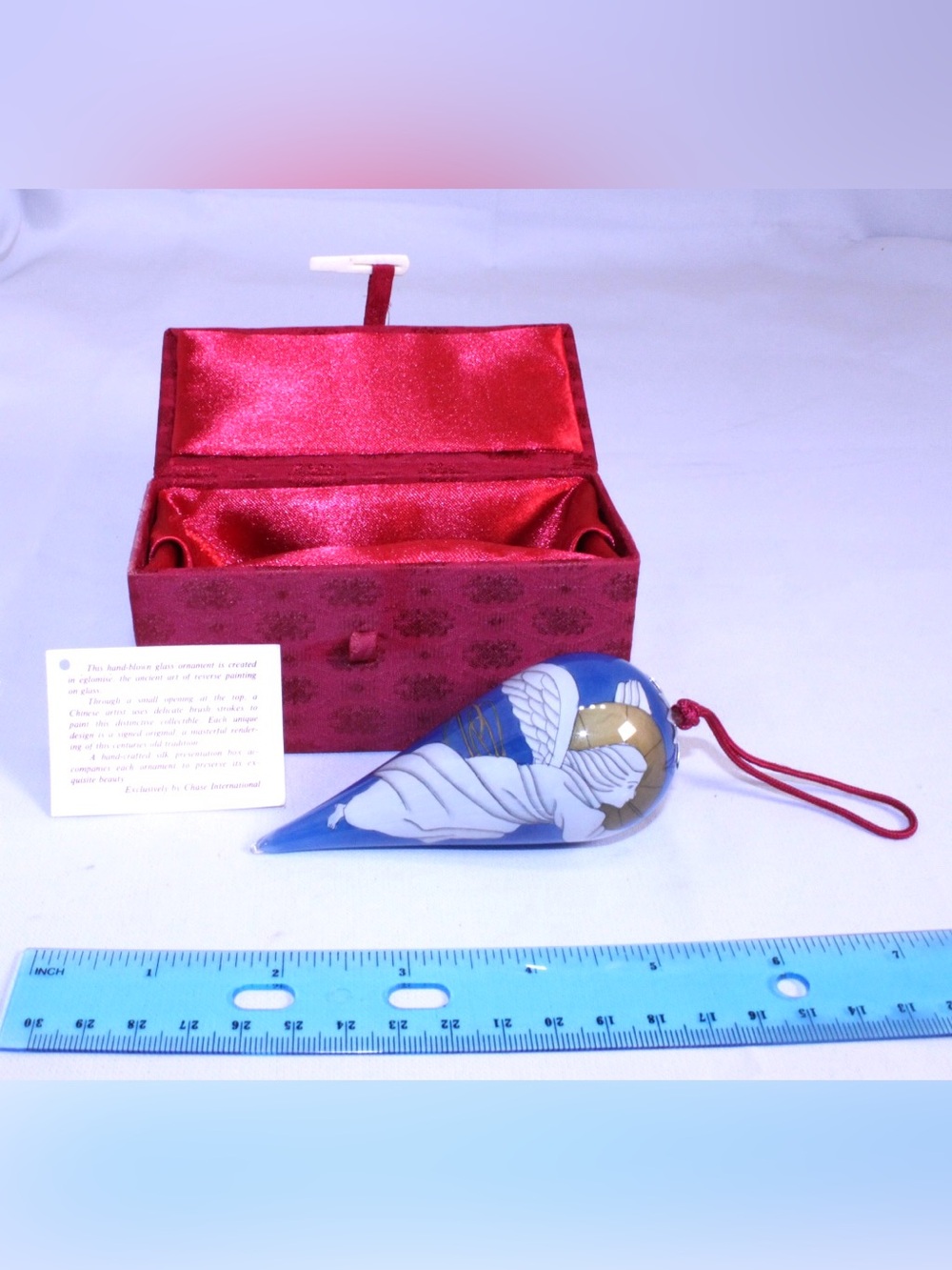 Vintage Chase International "Inside Art" hand-blown glass Christmas ornament